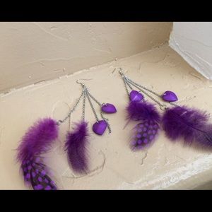 Purple Feather Earrings